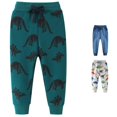 thumbnail image 1 of AWZXDE Boys Dinosaur Print Jogger Pants Adjustable Elastic Waist Soft Blend Casual Sweatpants For Kids Daily Play Outdoor Activities Green - 6-7 Years, 1 of 3