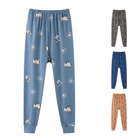 AWZXDE Boys Everyday Wear Pants Cartoon Printed Jogger Sleep Pants Elastic Waist Soft Breathable Kids Loungewear Trousers Blue - 5-6 Years