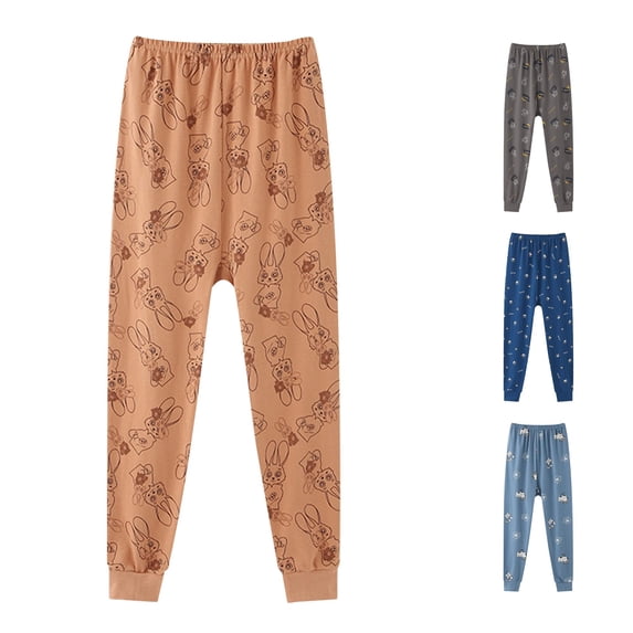 AWZXDE Boys Everyday Wear Pants Cartoon Printed Jogger Sleep Pants Elastic Waist Soft Breathable Kids Loungewear Trousers Brown - 9-10 Years