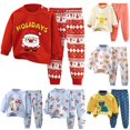 thumbnail image 1 of AWZXDE Boys Girls Pajamas Long Sleeve Comfort Suit Kids Toddler Children Soft Nightgown Set Red,3-4 Years, 1 of 3