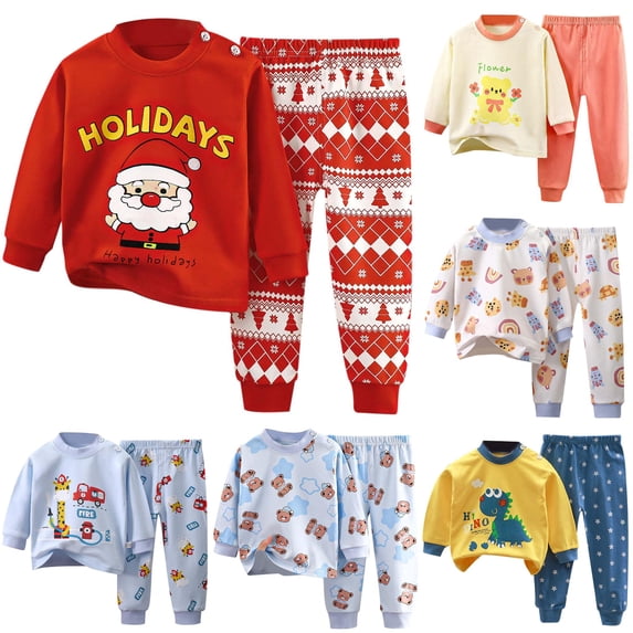 AWZXDE Boys Girls Pajamas Long Sleeve Comfort Suit Kids Toddler Children Soft Nightgown Set Red,3-4 Years