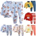 thumbnail image 1 of AWZXDE Boys Girls Pajamas Long Sleeve Comfort Suit Kids Toddler Children Soft Nightgown Set Sky Blue,2-3 Years, 1 of 3