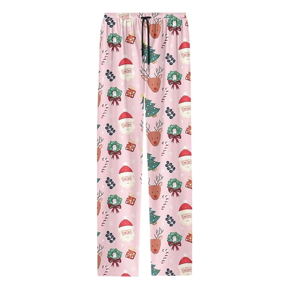 AWZXDE Boys Holiday Sleep Pants Mixed Christmas Full Print Loose Straight Leg Soft Friendly Indoor Loungewear Bottoms For Kids Pink - 3-4 Years