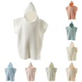thumbnail image 1 of AWZXDE Boys Hooded Baby Poncho Towel Muslin Bathrobe For Toddler Kids Beach Wear White,One Size, 1 of 3