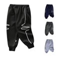 thumbnail image 1 of AWZXDE Boys Jogger Sweatpants Elastic Waist Ribbed s Geometric Line Print Loose Fit Casual Trousers Soft Knit Pants For Kids Daily Sports Outdoor Playe Play Black - 12-18 Months, 1 of 4