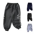 thumbnail image 1 of AWZXDE Boys Jogger Sweatpants Elastic Waist Ribbed s Geometric Line Print Loose Fit Casual Trousers Soft Knit Pants For Kids Daily Sports Outdoor Playe Play Grey - 4-5 Years, 1 of 4
