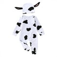 thumbnail image 1 of AWZXDE Boys Lap Shoulder Bodysuits Cow Print Long Sleeve Romper With Matching Ear Hat Crotch Snap Closure Daily Casual Play Outfit White - 6-12 Months, 1 of 6