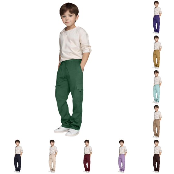 AWZXDE Boys Outdoor Hiking Pants Lightweight Textured Cargo Trousers Elastic Waist Side Flap Pockets Adjustable Ankle s Loose Straight Casual Bottoms Multi Color Options For Daily Travel Play