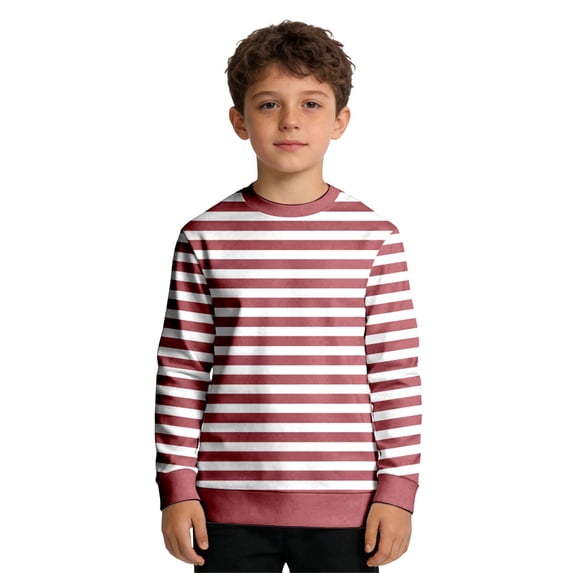 AWZXDE Boys Patterned Long Sleeve Crewneck Sweatshirt Kids Casual Pullover Top For Children Soft Warm Comfortable 3-12Years