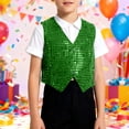 thumbnail image 1 of AWZXDE Boys Performance Vest Stage With Sparkling Sequins For Dance Shows And Party Events Hop Jazz Dancewear For Kids Green,8-9 Years, 1 of 3