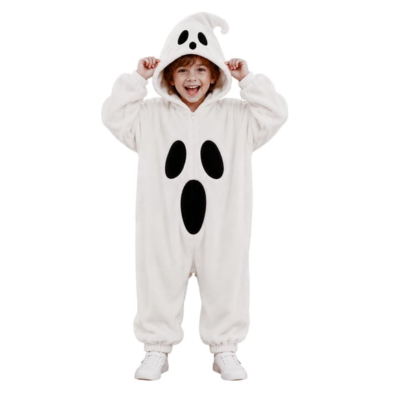 AWZXDE Boys Plush Ghost Onesie Hooded Jumpsuit With Full Zipper For ...