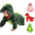 thumbnail image 1 of AWZXDE Boys Rompers Dinosaur Animal Cosplay Hooded Zip Up Elastic Tail Design Warm Casual Holiday Jumpsuit Dark Green - 2-3 Years, 1 of 5