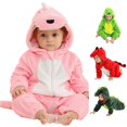 thumbnail image 1 of AWZXDE Boys Rompers Dinosaur Animal Cosplay Hooded Zip Up Elastic Tail Design Warm Casual Holiday Jumpsuit Pink - 4-5 Years, 1 of 5