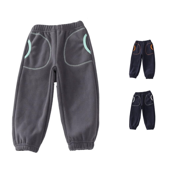 AWZXDE Boys Spring Fall Pants Lined Jogger Pants Elastic Waist Pocket Design Warm Kids Casual Trousers Grey - 9-10 Years