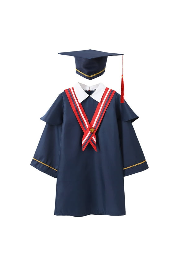 Boys Suits Kindergarten Graduation Gown Academic Dress Set for 3-10 Years Elementary School Kids Boys Outfits Special Event Formal Occasion Blue,9-10 Years