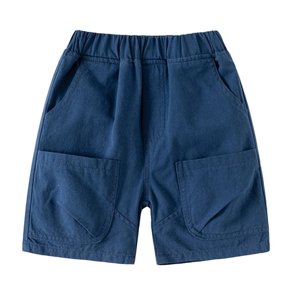AWZXDE Boys Summer Casual Jogger Shorts for Toddler Kids and Baby Comfortable Solid Design Playwear Navy