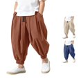 thumbnail image 1 of AWZXDE Boys Summer Lightweight Pants Blend Loose Harem Capri Trousers Elastic High Waist Tapered Ankle Casual Bottoms For Daily Outdoor Play And Casual Street Outfits Coffee - 3-4 Years, 1 of 5