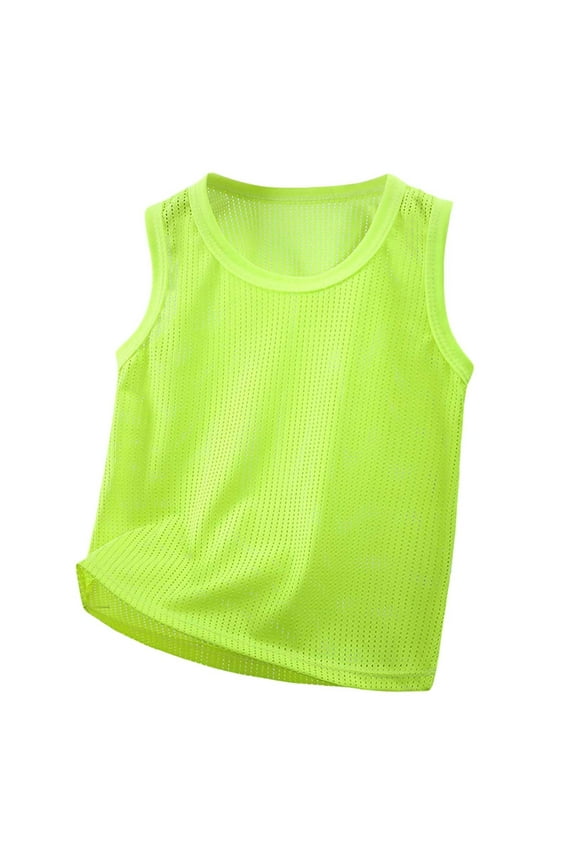 Boys Summer Sleeveless Mesh Tank Top Breathable Athletic Activewear For Kids Toddler To Youth boys vest Green,3-4 Years