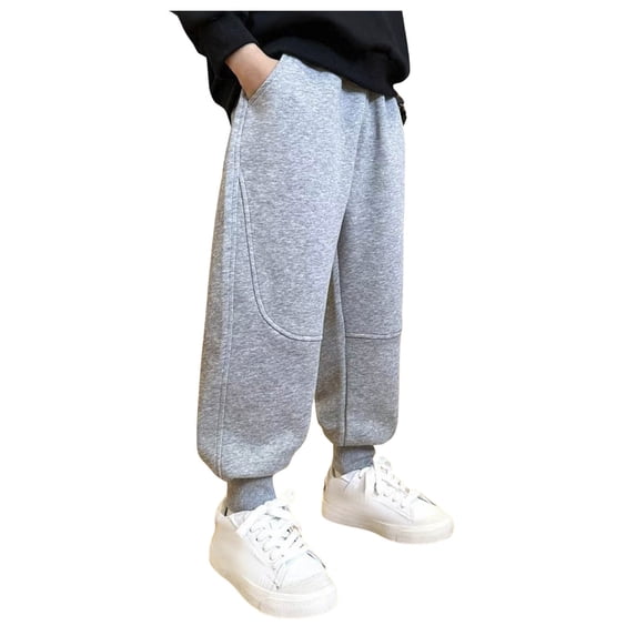 AWZXDE Boys Sweatpants Embossed Logo Elastic Waist Jogger Pants Stretch Casual Daily Play Trousers Grey - 12-13 Years