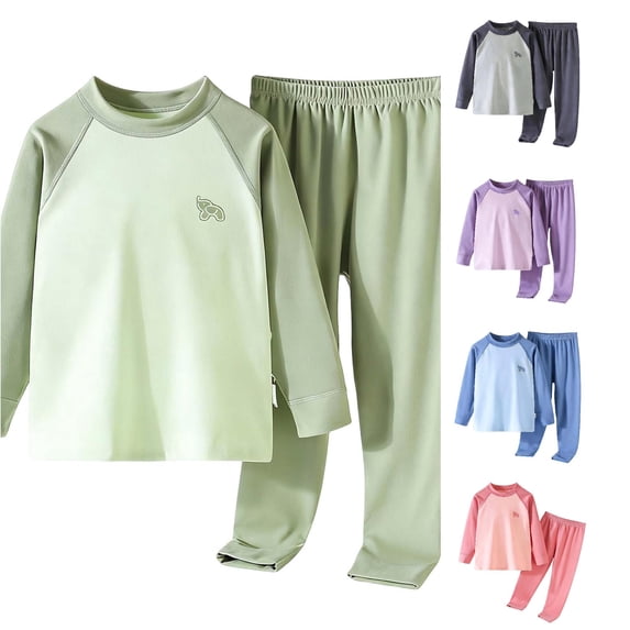 AWZXDE Boys Thermal Underwear Long Sleeve Top Pants Kids Warm Base Layer Home Loungewear Set For Children Purple,15-16 Years