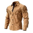 thumbnail image 1 of AWZXDE Boys Western Fringe Shirt Jacket Long Sleeve Button Down Loose Fit Top for Youth Casual Outdoor Wear Khaki,5-6 Years, 1 of 5