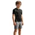 thumbnail image 1 of AWZXDE Boys Youth Gym Shirts Compression Athletic Performance Top Wicking Breathable For Sports Training Activewear Light Green, 1 of 4