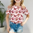thumbnail image 1 of AWZXDE Butterfly Printed Children's Tween Oversized Short Sleeve T Shirt For Kids Boys Girls Casual Graphic Tops Red,2-3 Years, 1 of 3