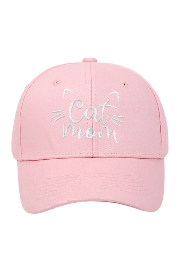 CAT MOM Embroidered Baseball Cap Adjustable Hard Top Summer Sun Hat For Cat Lovers Pink,One Size
