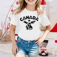 thumbnail image 1 of AWZXDE Canadian Maple Leaf Pride Girls Short Sleeve Tee Holiday Summer Crewneck Celebration T Shirt Casual Fit Basic Shirts White,6-7 Years, 1 of 3