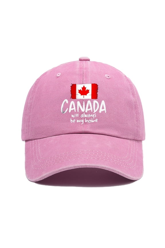 Canadian Maple Leaf Print Washed Baseball Cap Adjustable Dad Hat for Men Pink,One Size
