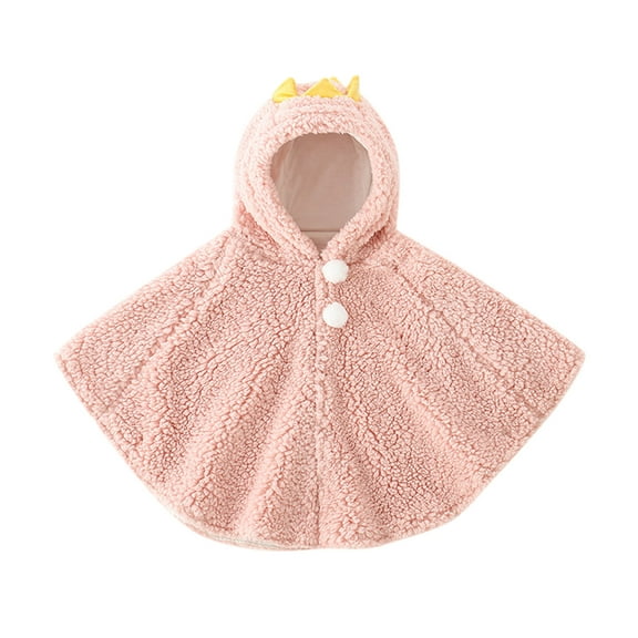 AWZXDE Cape Girls Warm Christmas Baby Kids Thick Hooded Coat Cloak Outwear girl coat Pink,One Size