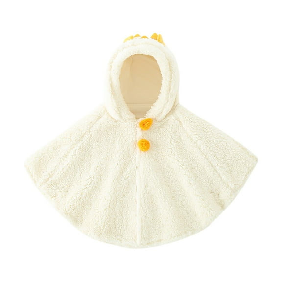 AWZXDE Cape Girls Warm Christmas Baby Kids Thick Hooded Coat Cloak Outwear girl coat White，One Size