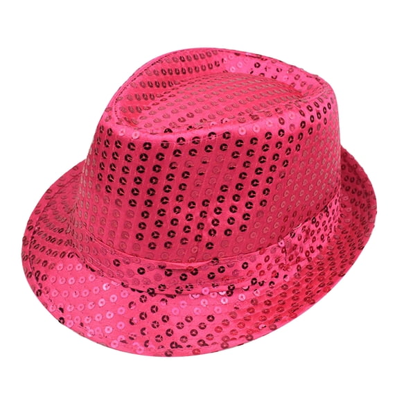 AWZXDE Carnival Sequined Gentleman Top Hat for Men Festive Party Accessory Pink