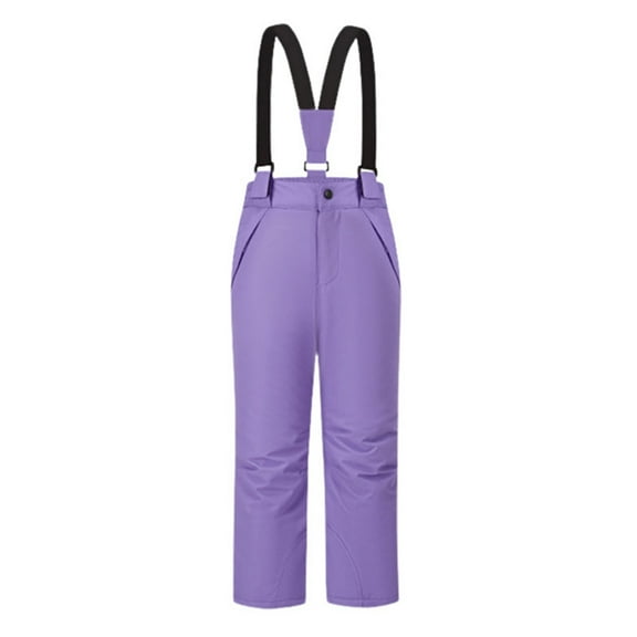 AWZXDE Casual Thickened Warm Kids Winter Clothes For Boys And Girls Pants Overalls Snow Pants Purple，150