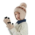 thumbnail image 1 of AWZXDE Children Fashion Kids Hat Gloves With Hairball Colored Shaped Knitted Woolen Hat For Boys And Girls Warm Ear Protection Khaki, 1 of 4
