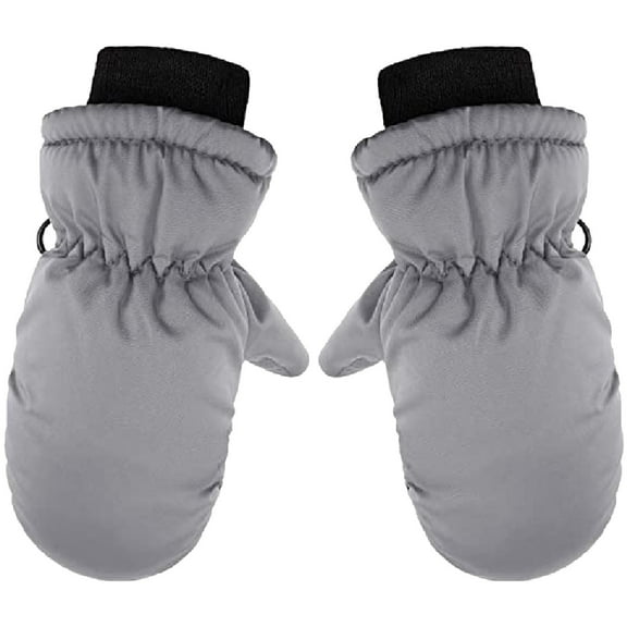 AWZXDE Children Kids Winter Gloves Warm Weather Proof Outdoors Skiing Gloves Boys Girls Full Finger Mittens Grey