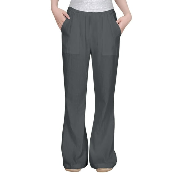 AWZXDE Children Pants Daily Casual Pure Color Versatile Loose High Waist Pants Comfortable Flared Long Trousers for Fashion Dark Gray,7-8 Years