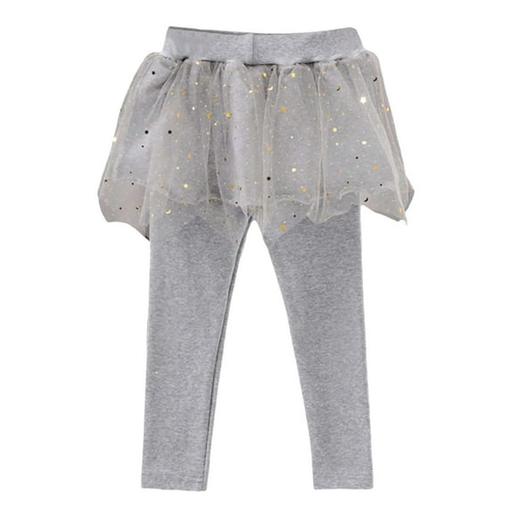 AWZXDE Children Pants for Girls Spring Fall Skort with Elastic Waist, Baby Skirt with Shorts Built-in Grey,4 Years