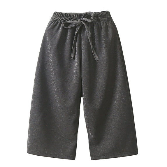 AWZXDE Children Pants for Smaller Kids Fashion Casual Wide Leg, Versatile Girls Pure Color Leisure Long Trousers Grey，4-5 Years