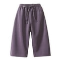 thumbnail image 1 of AWZXDE Children Pants for Smaller Kids Fashion Casual Wide Leg, Versatile Girls Pure Color Leisure Long Trousers Purple，12-13 Years, 1 of 3