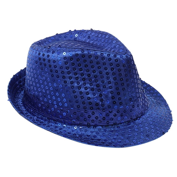 AWZXDE Children Performance Kids Hat Universal Fashion Top Hat Solid Color Sequin Jazz Stage Magic Hat For Parties Sky Blue