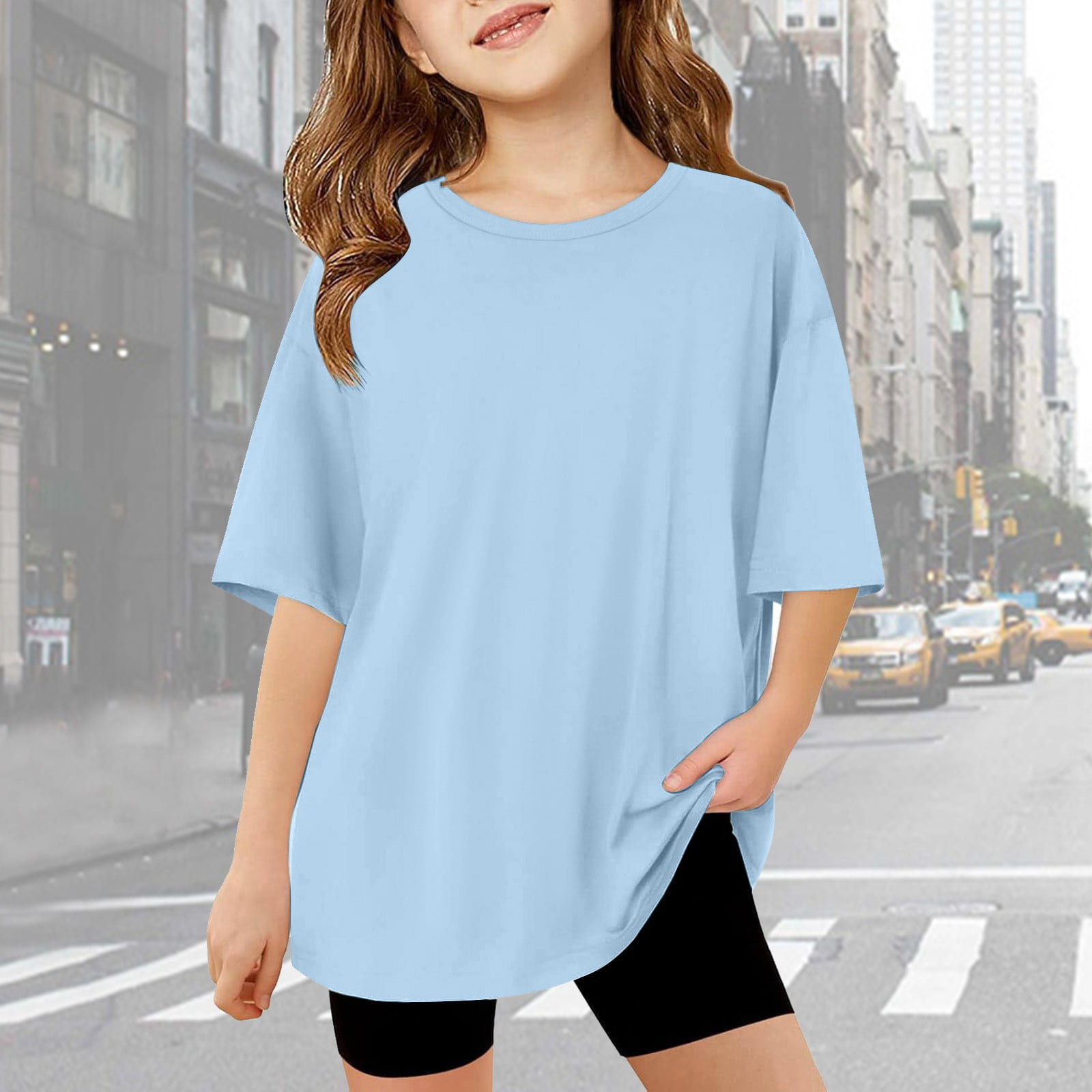 AWZXDE Children's Oversized T Shirt Drop Shoulder Short Sleeve Summer ...