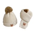 thumbnail image 1 of AWZXDE Children's Winter Warm Hat Scarf Set 3-12 Years Boys Girls Cotton Lined Soft Knit Cap Two-Piece Cold Weather Daily Wear Beige, 1 of 4