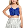 thumbnail image 1 of AWZXDE Childrens Adjustable Elastic Band Sequined Navel Exposing Top For Carnival Party And Kids Tops Apparel Blue,Over 11 years old, 1 of 4