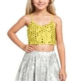 thumbnail image 1 of AWZXDE Childrens Adjustable Elastic Band Sequined Navel Exposing Top For Carnival Party And Kids Tops Apparel Yellow,7-9 Years, 1 of 4
