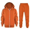 thumbnail image 1 of AWZXDE Childrens Hooded Sweatshirt and Pants Set Two Piece Outfit for Cold Weather Soft Loungewear Easy Zip Up Hoodie and Loose Fit Joggers Daily Wear Orange,5-6 Years, 1 of 9