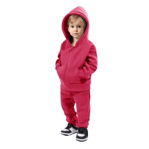 AWZXDE Childrens Sport Set Two Piece Clothes Hoodie And Pants Comfortable Lined Warm Long Sleeve Kids Hoodies Hot Pink，3-4 Years