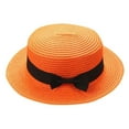 thumbnail image 1 of AWZXDE Classic Floppy Bow Straw Hat for Women Men Summer Beach Sun Wide Brim Boater Cap for Outdoor Garden Party Orange, 1 of 1