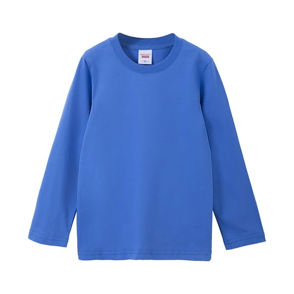 AWZXDE Classic Girls Solid Color Long Sleeve Shirt,Casual Stretch Tee Top for Kids,Basic Crewneck Everyday Playwear Toddler Girl Blue,3-4 Years