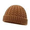 thumbnail image 1 of AWZXDE Classic Knitted Hats For Men And Women Warm Retro Twisted Pattern Dome Cap Cozy For Winter Outdoor Activities Brown, 1 of 3